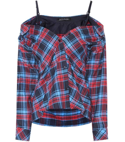 Shop Anna October Off-the-shoulder Plaid Top In Multicoloured