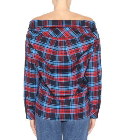 Shop Anna October Off-the-shoulder Plaid Top In Multicoloured