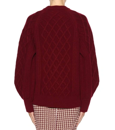 Shop Victoria Beckham Cable-knit Wool Sweater In Red