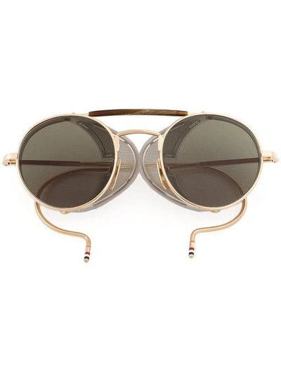 Shop Thom Browne Round Framed Sunglasses In Metallic