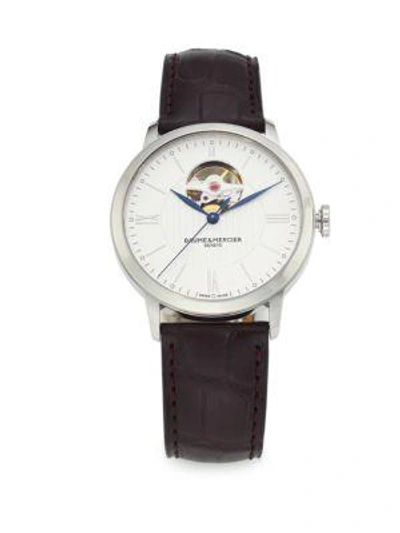 Shop Baume & Mercier Classima Automatic Stainless Steel & Alligator Strap Watch In Black