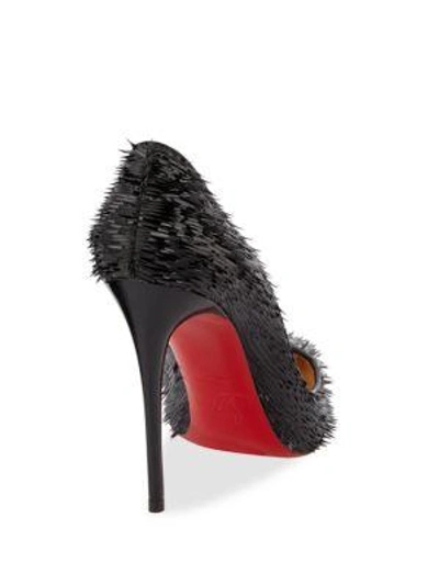 Shop Christian Louboutin Pigalle Follies Frayed Patent Leather Pumps In Black
