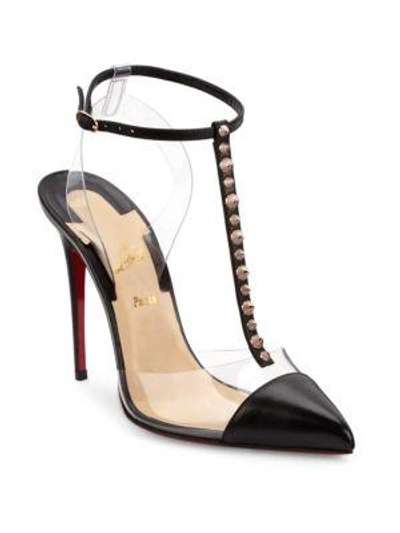 Shop Christian Louboutin Nosy Spikes 100 Cap Toe Pumps In Black