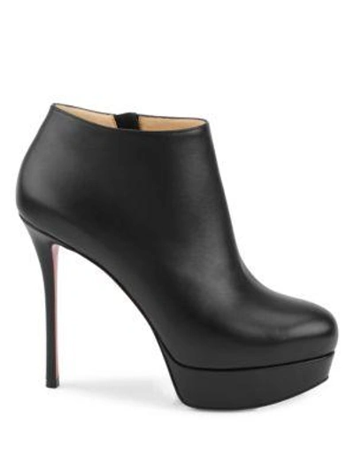 Shop Christian Louboutin Dirdibootie 130 Leather Platform Booties In Black