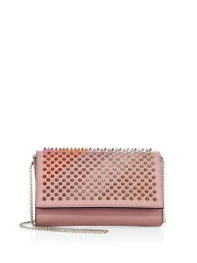 Shop Christian Louboutin Paloma Leather Clutch In Violet