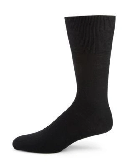 Shop Falke Men's Egyptian Cotton Dress Socks In Black