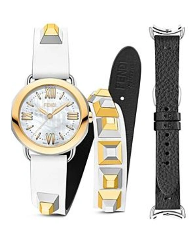 Shop Fendi Selleria Watch With Interchangeable Straps, 36mm In Mother Of Pearl