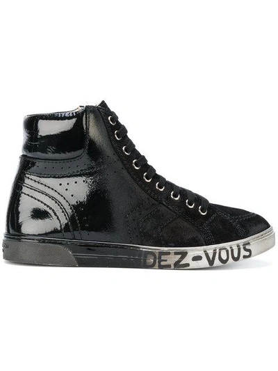 Shop Saint Laurent Patent Hi-top Sneakers - Black