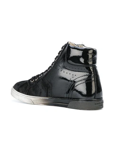 Shop Saint Laurent Patent Hi-top Sneakers - Black