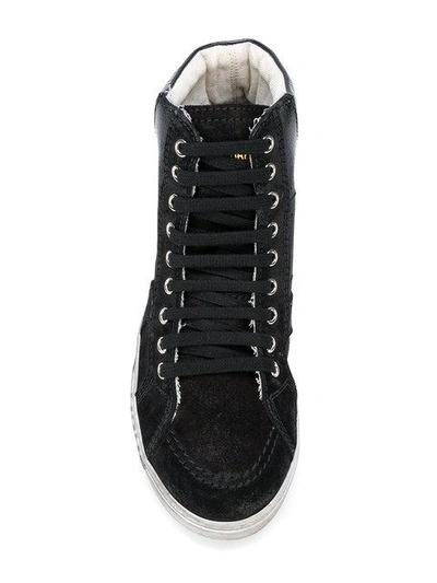 Shop Saint Laurent Patent Hi-top Sneakers - Black