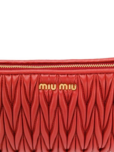 Shop Miu Miu Ruche Detail Clutch Bag - Red