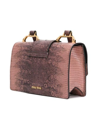 Shop Miu Miu Flap Encrusted Shoulder Bag - Pink & Purple