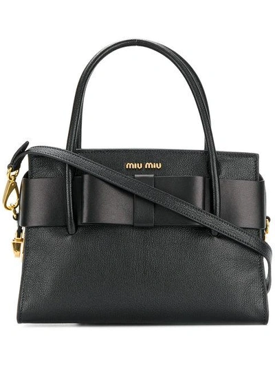 Shop Miu Miu Bow Tote In Black