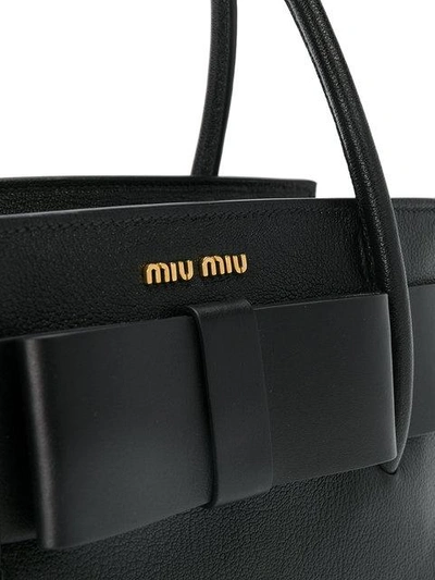 Shop Miu Miu Bow Tote In Black