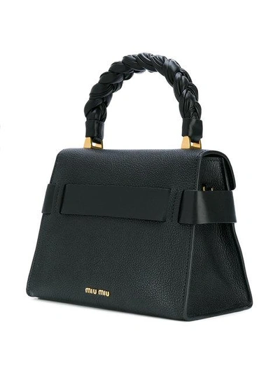 Shop Miu Miu Braided Handle Tote - Black