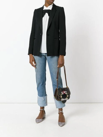 Shop Miu Miu Embellished Shoulder Bag In Black