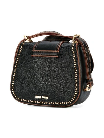 Shop Miu Miu Embellished Shoulder Bag In Black