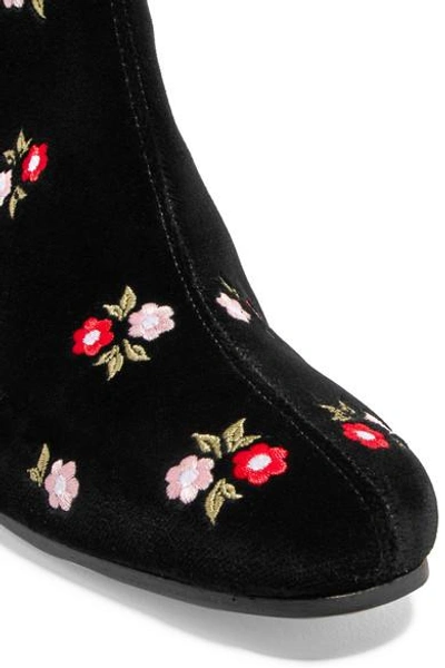 Shop Alexa Chung Beatnik Embroidered Cotton-velvet Ankle Boots