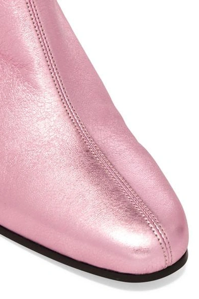 Shop Alexa Chung Beatnik Metallic Textured-leather Ankle Boots