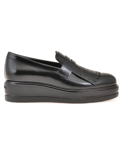 Shop Hogan Leather Loafer In Black