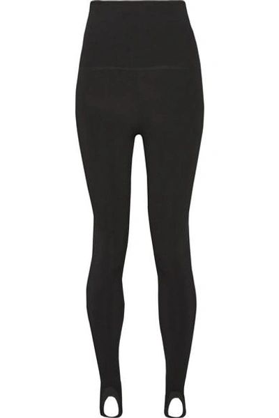 Shop Khaite Victor Stretch-knit Stirrup Leggings In Black