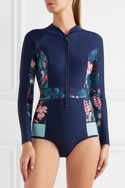 Shop Duskii Haleakala Printed Swimsuit In Navy