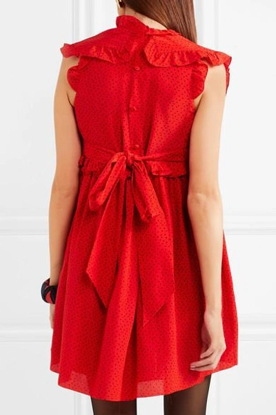 Balenciaga Baby Doll Plastron Polka-dot Silk Crepe De Chine Mini Dress In  Red | ModeSens
