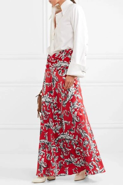 Shop Jw Anderson Draped Printed Silk-twill Maxi Skirt