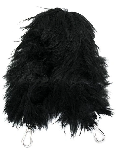Shop Fendi Strap You Fur Mini Bag Strap In Black
