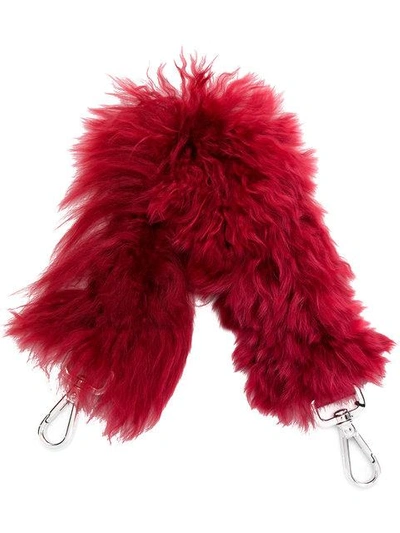 Shop Fendi Small Furry Shoulder Strap In Red