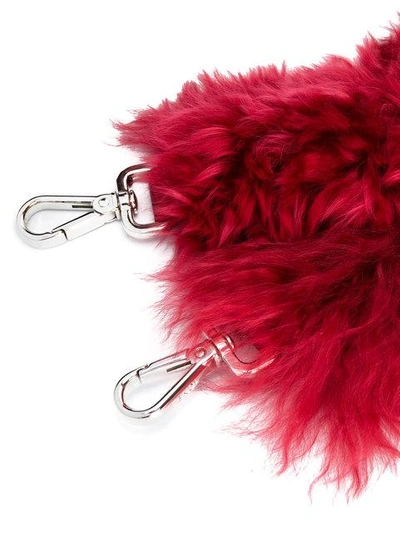 Shop Fendi Small Furry Shoulder Strap In Red