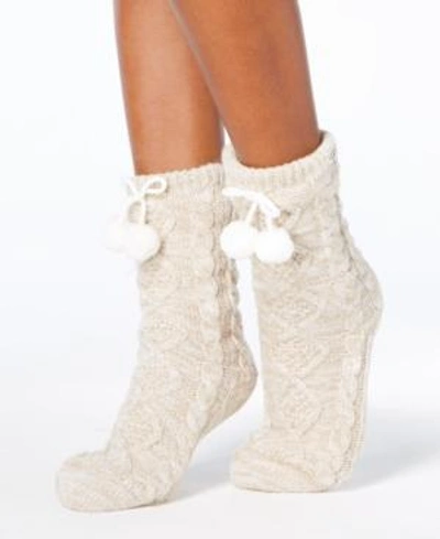 Shop Ugg Pom Pom Fleece Slipper Socks In Cream
