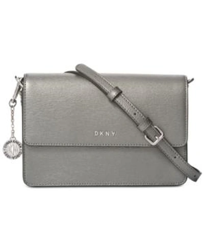 Shop Dkny Bryant Small Flap Crossbody, Created For Macy's In Pewter