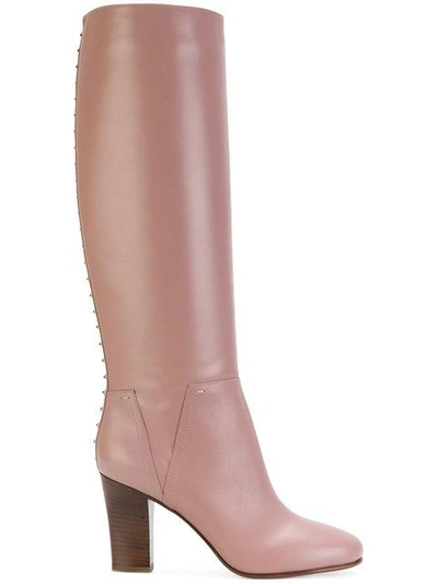 Shop Valentino Lovestud Boots In Pink
