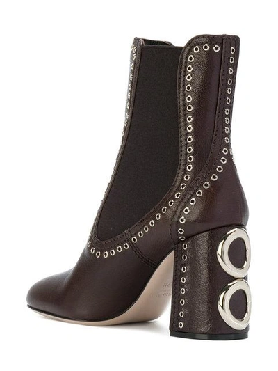 Shop Miu Miu Eyelet Detail Ankle Boots In Brown