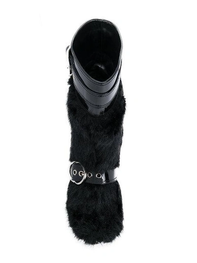 Shop Miu Miu Faux Fur Mid-calf Boots In F0002 Nero
