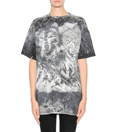Shop Balmain Oversized Cotton T-shirt In Llack Grey