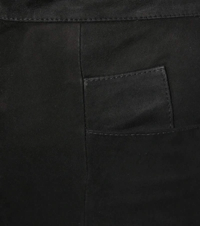 Shop Balmain Suede Skinny Trousers In Black