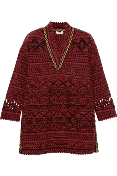 Shop Fendi Laser-cut Wool-blend Sweater