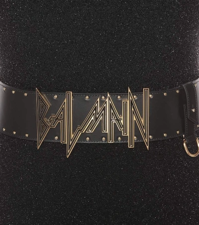 Shop Balmain Embellished Leather Belt In Eoir