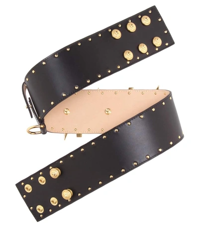 Shop Balmain Embellished Leather Belt In Eoir