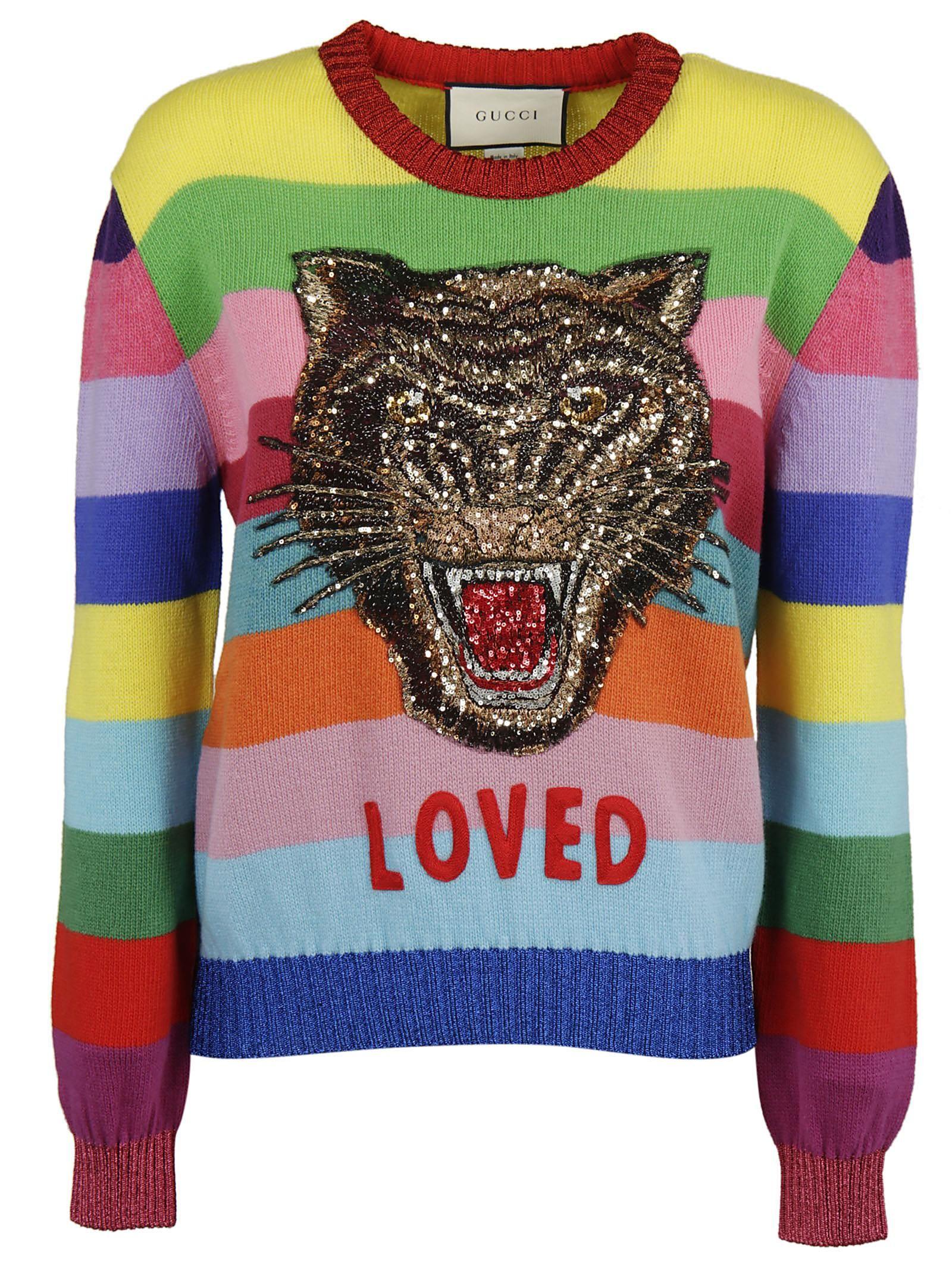 gucci tiger rainbow sweater