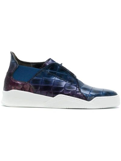Shop Last Sole Hi-top Croc Effect Sneakers - Blue