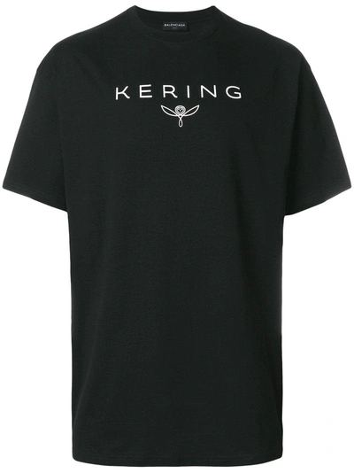 Balenciaga Kering-print Cotton T-shirt In Black | ModeSens