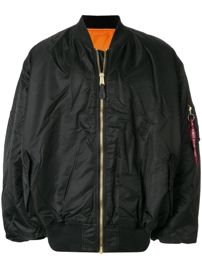 Alpha Industries Ruched Bomber Jacket In Black