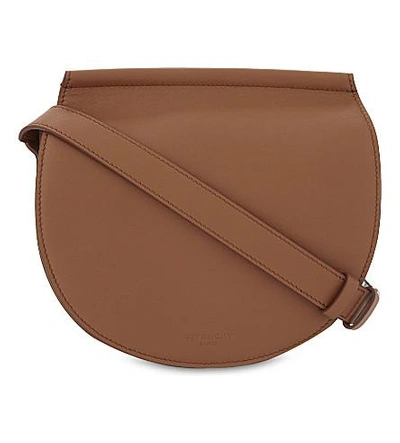 Shop Givenchy Infinity Mini Leather Saddle Bag In Cognac