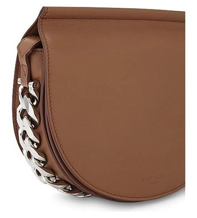 Shop Givenchy Infinity Mini Leather Saddle Bag In Cognac