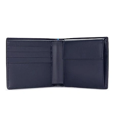 Shop Smythson Burlington Leather Card And Coin Wallet In Navy