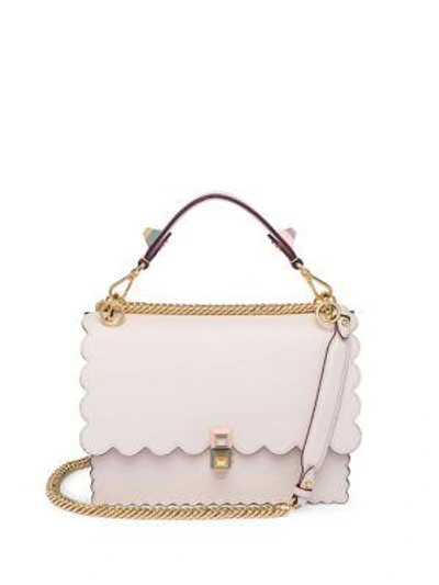 Shop Fendi Scalloped-edge Leather Crossbody Bag In Camelia