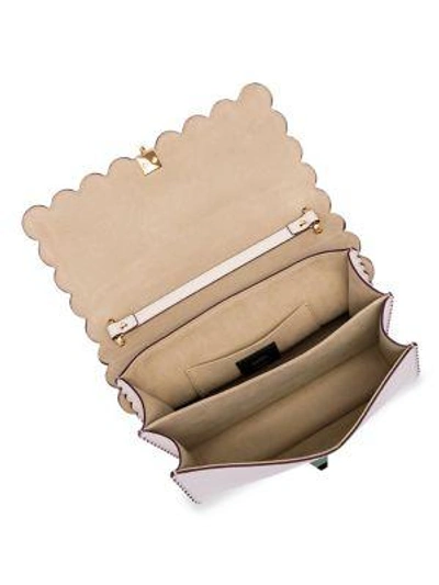 Shop Fendi Scalloped-edge Leather Crossbody Bag In Camelia